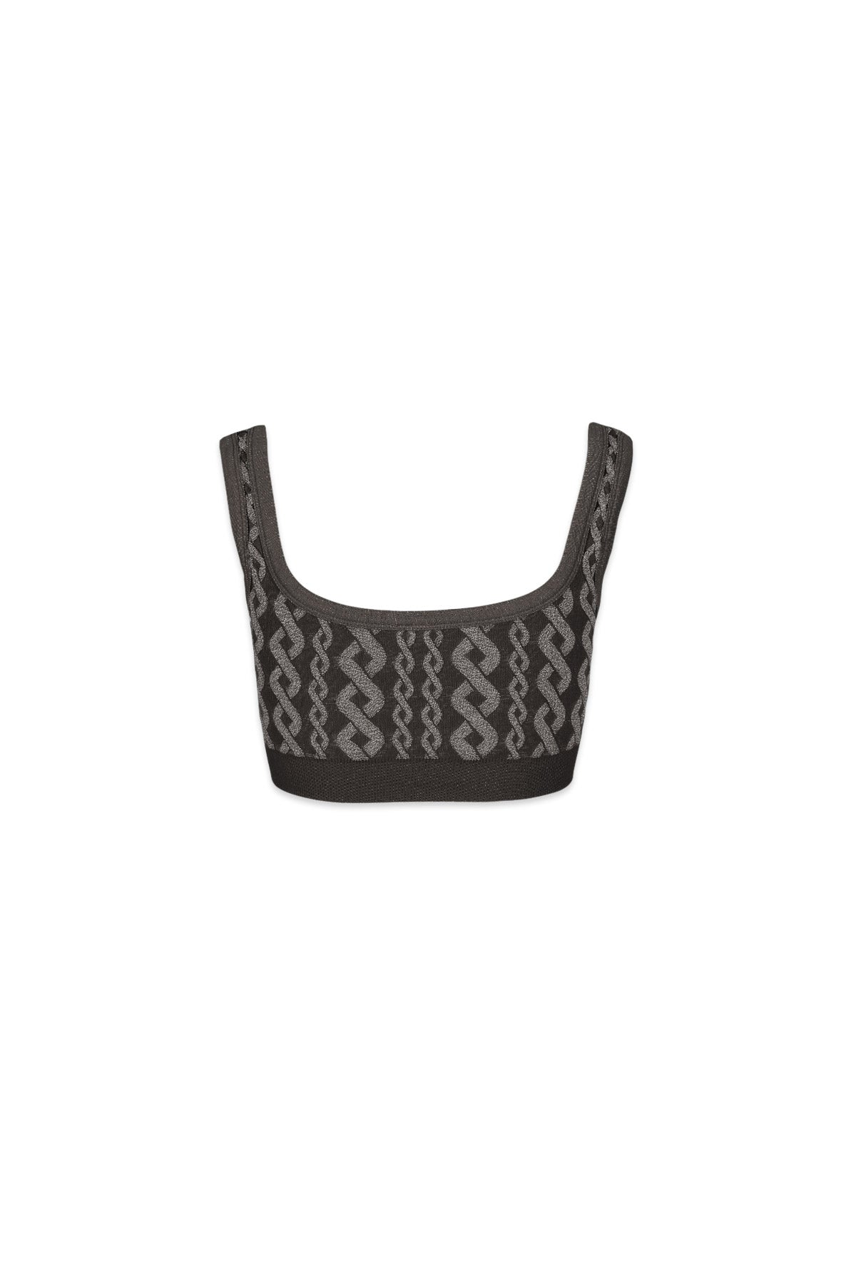 Distressed Charley Cable Knit Bra in Black Ink