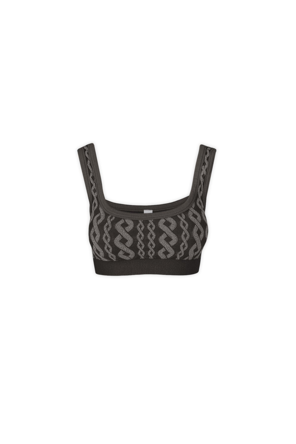 Distressed Charley Cable Knit Bra in Black Ink