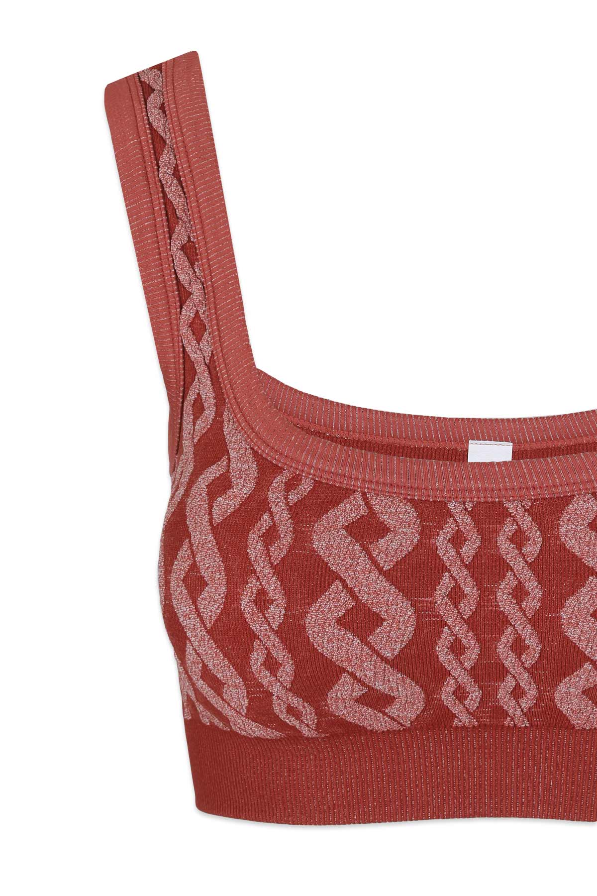 Distressed Charley Cable Knit Bra in Cinnabar