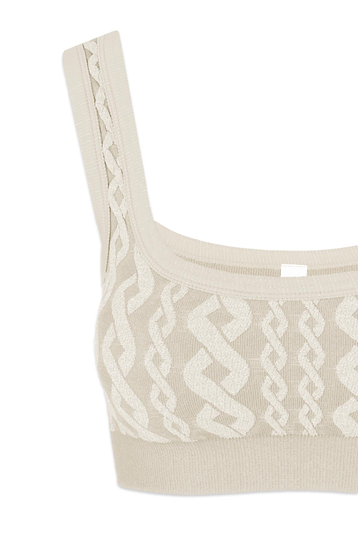 Distressed Charley Cable Knit Bra in Silver Lining