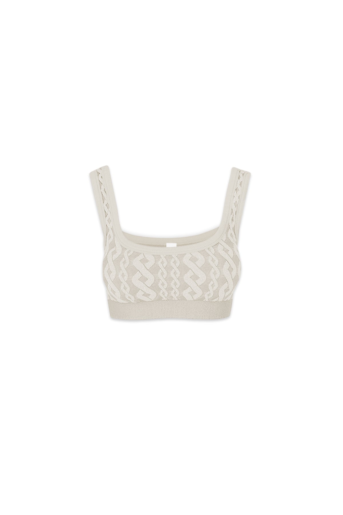 Distressed Charley Cable Knit Bra in Silver Lining