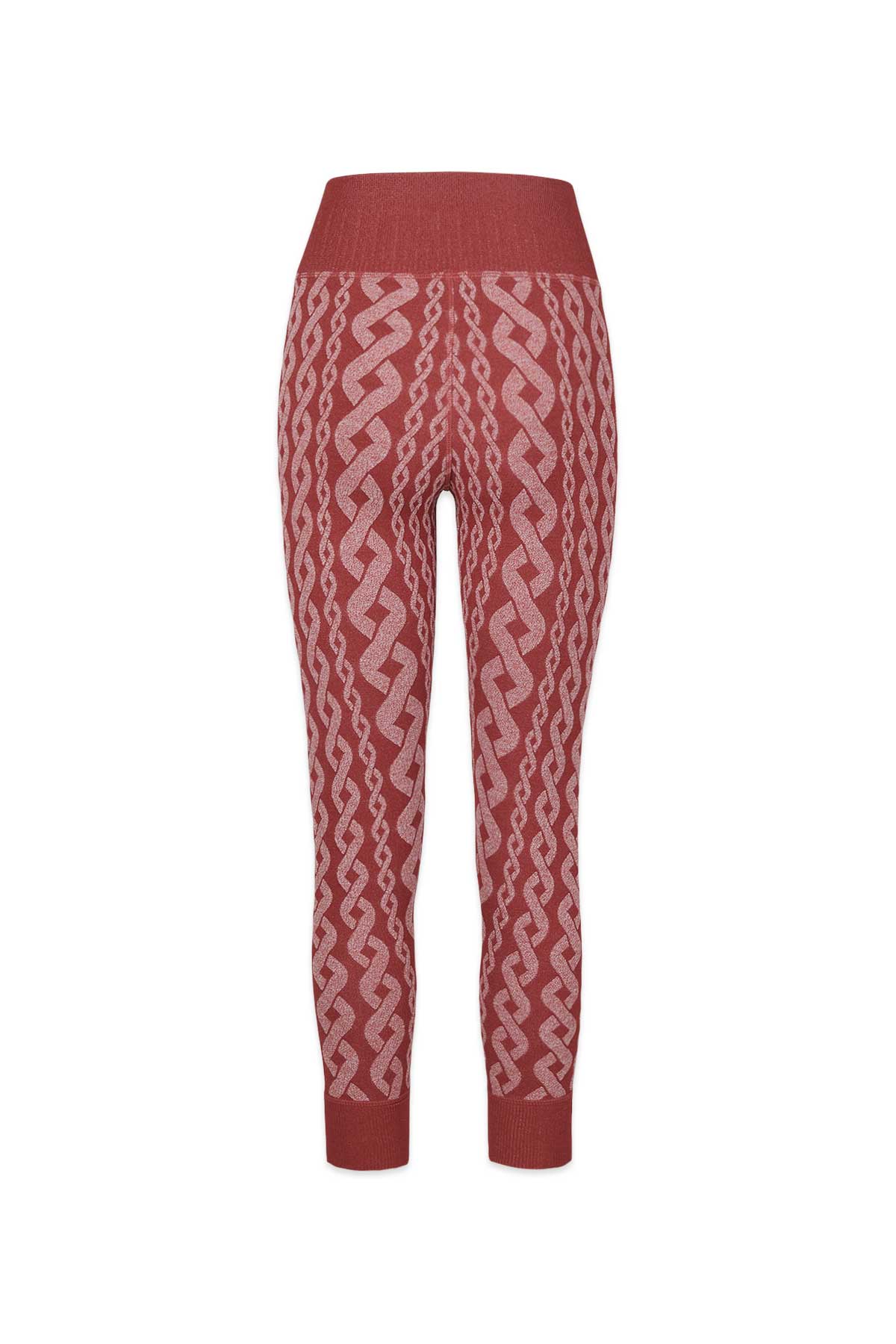 Distressed Charley Cable Knit Legging in Cinnabar