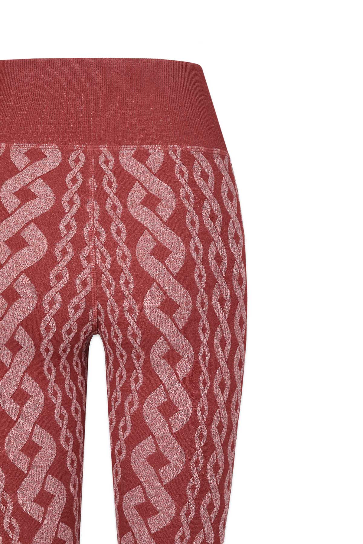 Distressed Charley Cable Knit Legging in Cinnabar