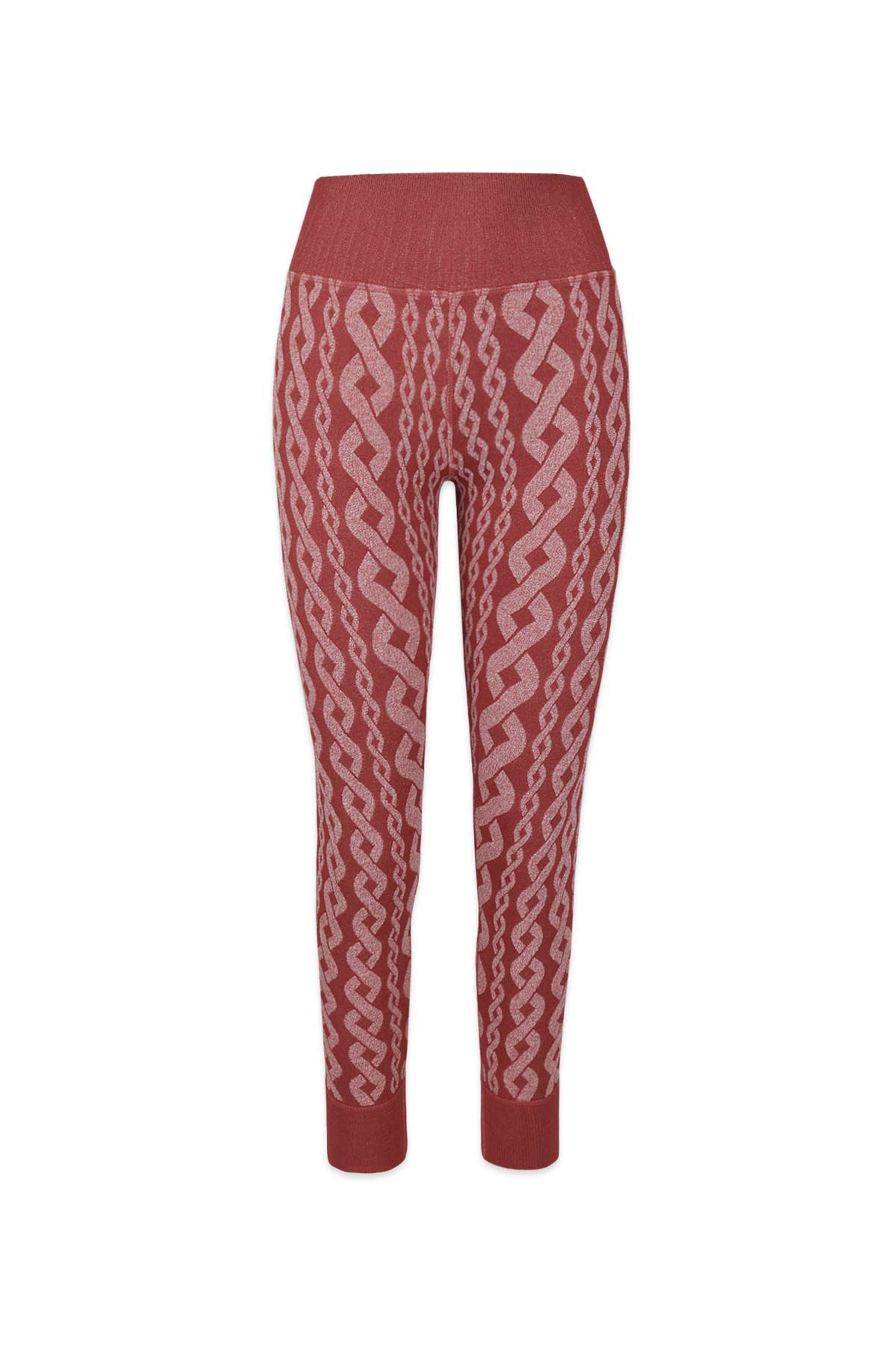 Distressed Charley Cable Knit Legging in Cinnabar