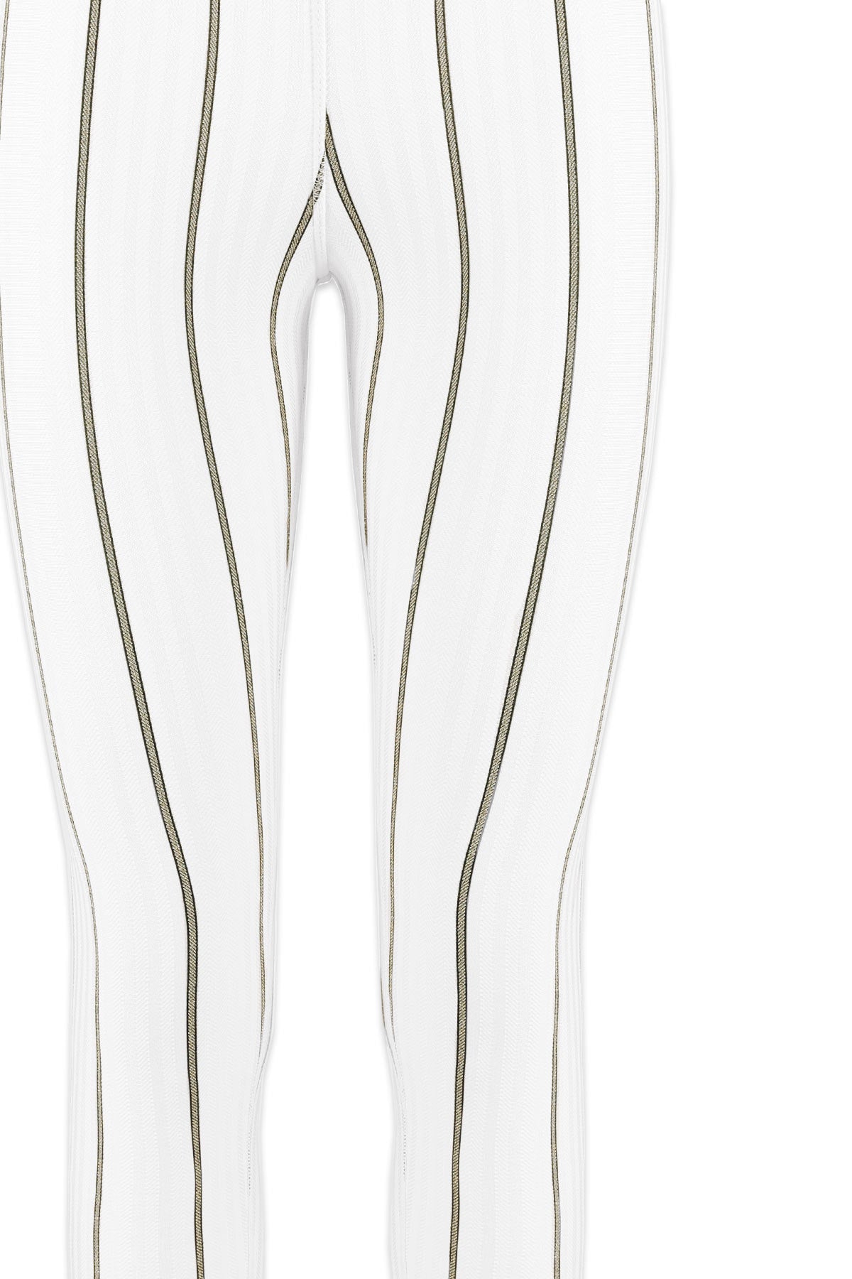 lunar white and white color horizontal striped leggings