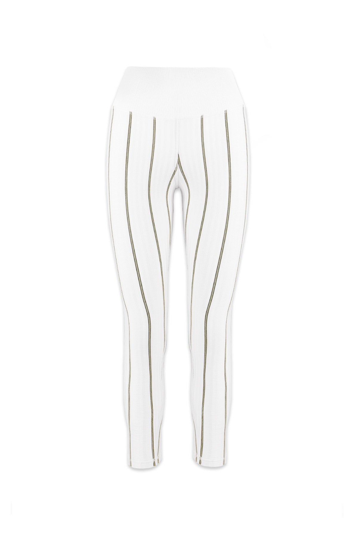 Lurex Pinstripe Legging in White Sand