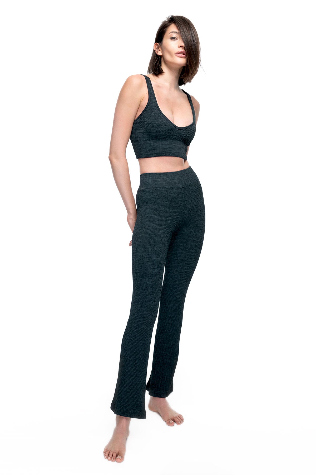 Margot Melange Flow Pant in Midnight Navy