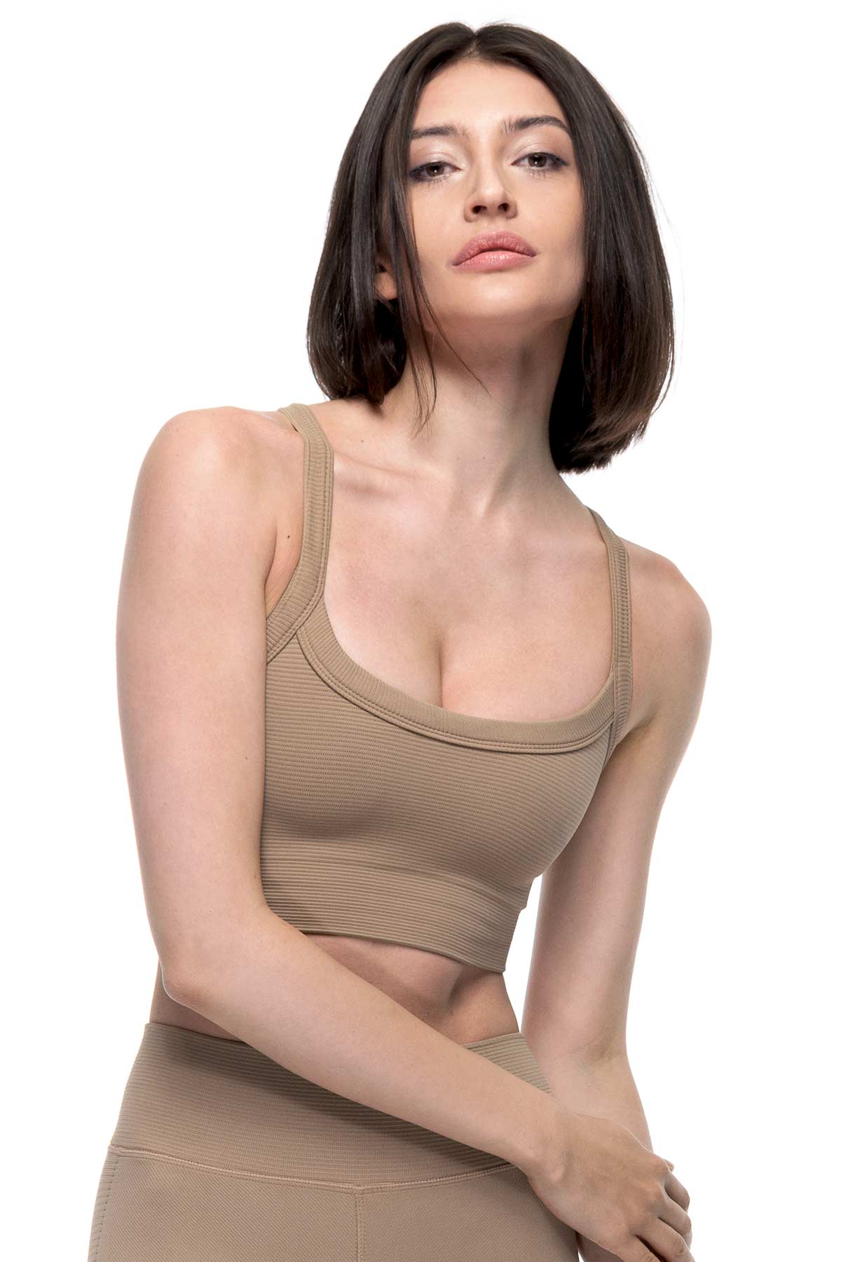 Tiann Crossback Bra in Desert Taupe